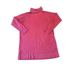 Eileen Fisher XS Merino Wool Red Turtleneck Long Tunic Sweater Minimalist